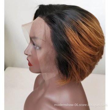 Short Pixie Cut Lace Frontal BOB Wig Pink Color, 100% Virgin Remy Pre-Plucked Lace Front Human Hair Wigs For Black Women